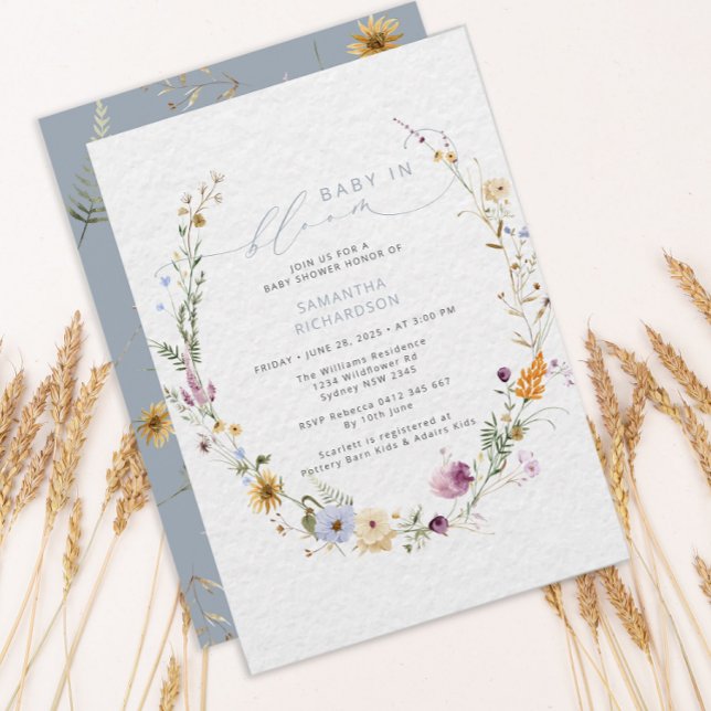 Baby in Bloom Wildflower Rustic Baby Shower Invitation (Creator Uploaded)