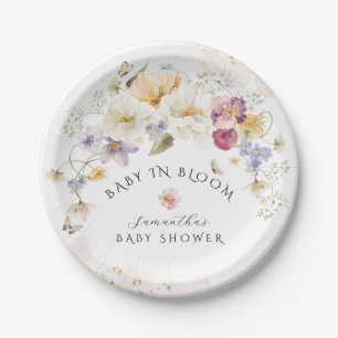 Baby in Bloom Wildflower Rustic Baby Shower Paper Plate