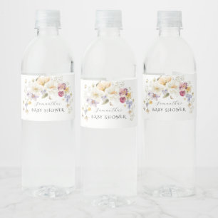 Baby in Bloom Wildflower Rustic Baby Shower Water Bottle Label