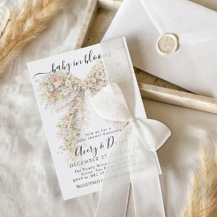 Baby in bloom wildflower spring Bow Baby Shower  Invitation