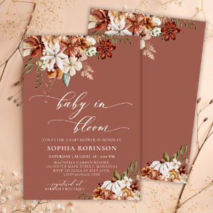 Baby in Bloom Wildflower Terracotta Baby Shower  Invitation