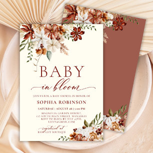 Baby in Bloom Wildflower Terracotta Baby Shower Invitation