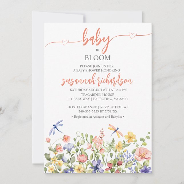 Baby in Bloom Wildflower Theme Baby Shower Invitation (Front)
