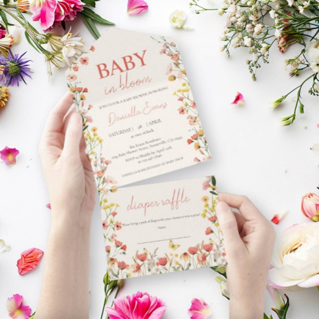 Baby in Bloom Wildflower Tulip Baby Shower All In One Invitation (Creator Uploaded)