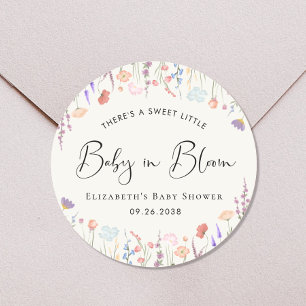 Baby in Bloom Wildflower Watercolor Baby Shower Classic Round Sticker