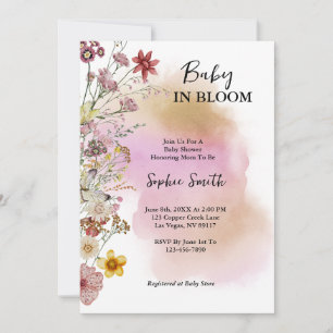 Baby In bloom Wildflower Watercolor Invitation