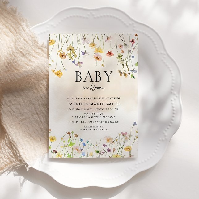 Baby in Bloom Wildflowers Baby Girl Baby Shower Invitation (Baby in Bloom Wildflowers Baby Girl Baby Shower Invitation)