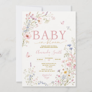Baby in Bloom Wildflowers Baby Shower Butterfly Invitation