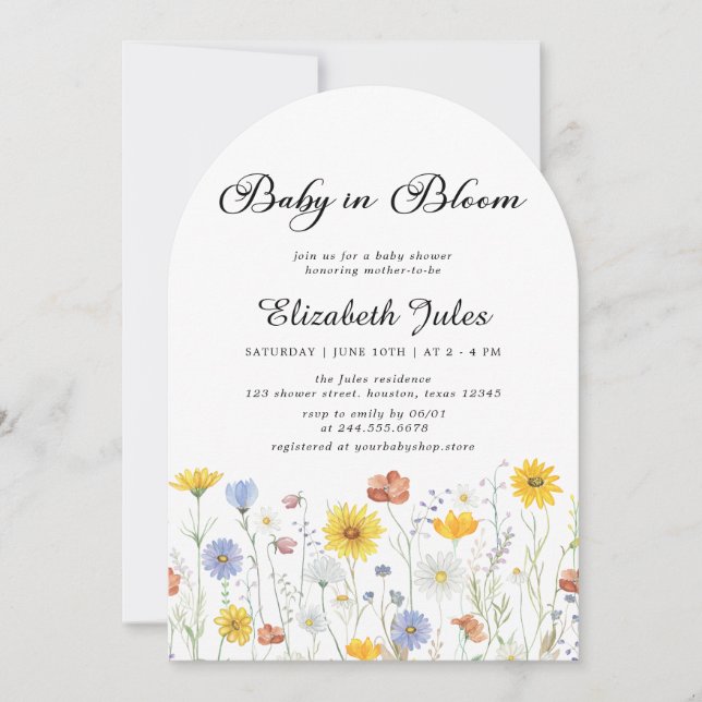 Baby in Bloom Wildflowers Baby Shower Invitation (Front)