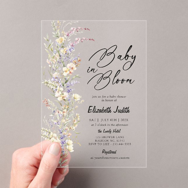 Baby in Bloom Wildflowers Baby Shower Invitation (Insitu (Handheld))