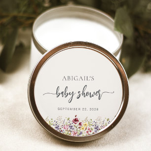 Baby in Bloom Wildflowers Beige Baby Shower Classic Round Sticker