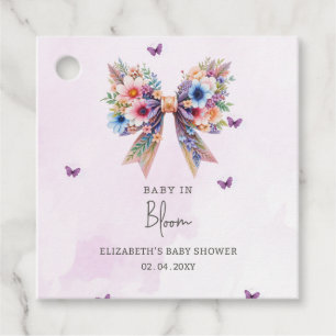 Baby in Bloom Wildflowers Bow Girl Baby Shower Favour Tags