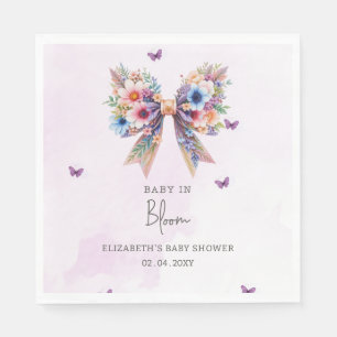 Baby in Bloom Wildflowers Bow Girl Baby Shower Napkin