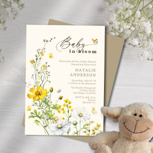 Baby in Bloom Wildflowers Butterflies Baby Shower Invitation