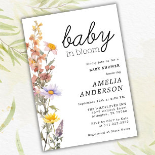 Baby In Bloom Wildflowers Elegant Baby Shower Invitation