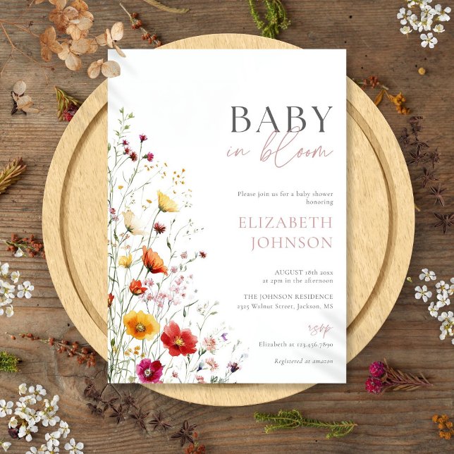 Baby In Bloom Wildflowers Floral Baby Shower Invitation (Baby In Bloom Wildflowers Floral Baby Shower Invitation)