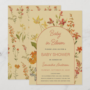 Baby in Bloom Wildflowers Floral Vintage Shower Invitation