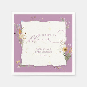 Baby in Bloom Wildflowers Modern Baby Shower Napkin