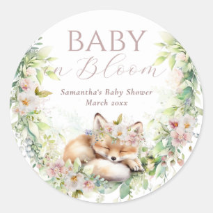 Baby in Bloom Woodland Floral Baby Girl Shower Classic Round Sticker