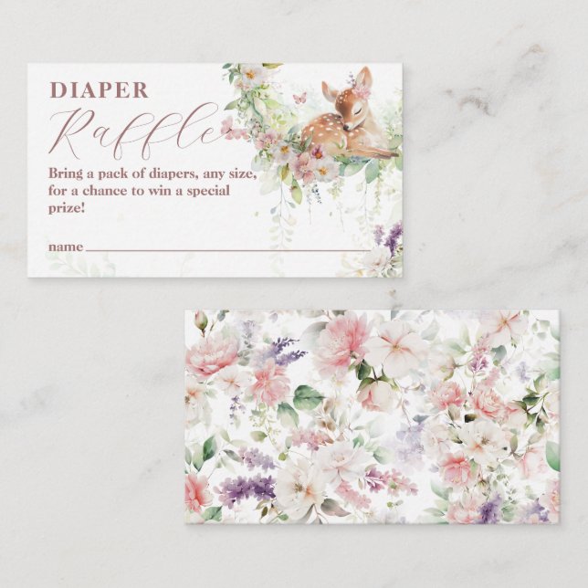 Baby in Bloom Woodland Floral Baby Girl Shower Enclosure Card (Front/Back)