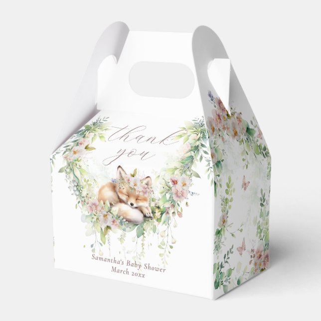 Baby in Bloom Woodland Floral Baby Girl Shower Favour Box (Front Side)