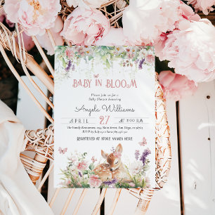 Baby in Bloom Woodland Floral Baby Girl Shower Invitation