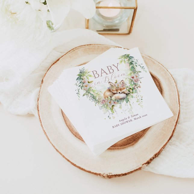 Baby in Bloom Woodland Floral Baby Girl Shower Napkin (Creator Uploaded)
