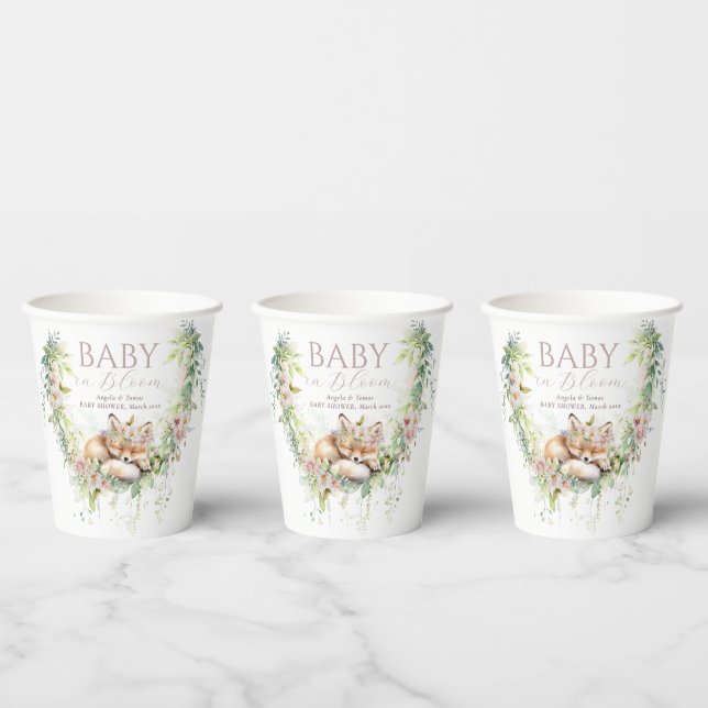 Baby in Bloom Woodland Floral Baby Girl Shower Paper Cups (Multi)