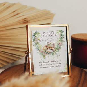 Baby in Bloom Woodland Floral Baby Girl Shower Poster