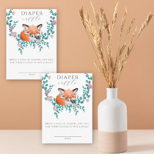 Baby in Bloom Woodland Fox Diaper raffle Enclosure Card