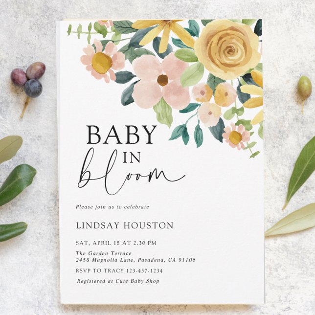 Baby in Bloom Yellow Floral Invitation (Creator Uploaded)