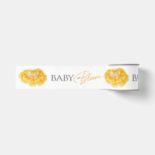 Baby in Bloom yellow orange grey baby shower Grosgrain Ribbon