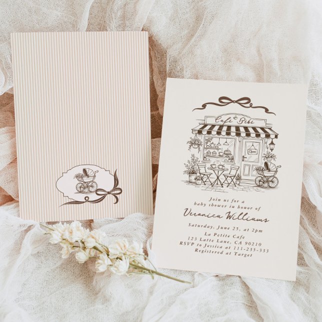 Baby in brewing Bebe Cafe Coffee Baby Shower Invitation (Creator Uploaded)