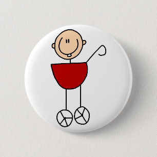 Baby In Carriage Stick Figure Button