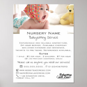 Baby in Cot, Babysitter, Daycare, Nursery Advert Poster