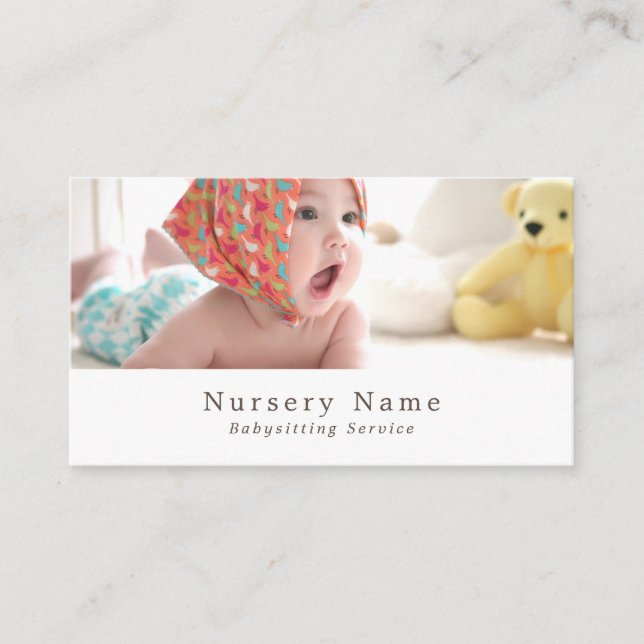 Baby in Cot, Babysitter, Daycare, Nursery Business Card (Front)