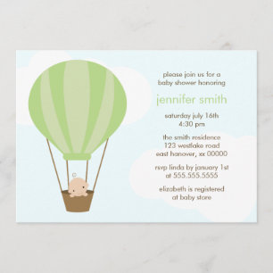 Baby in Green Balloon Invitation