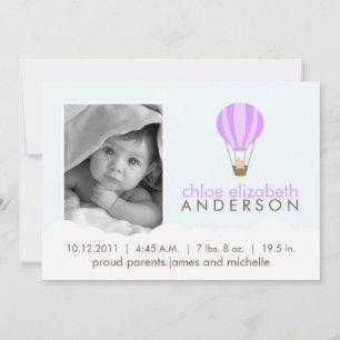 Baby in Hot Air Balloon Birth Announcements