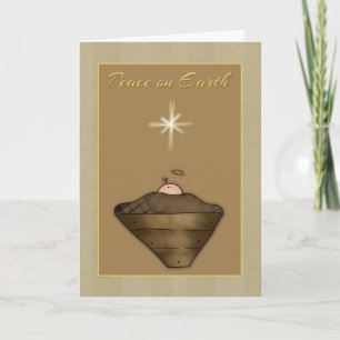 Baby in Manger, Peace on Earth Holiday Card