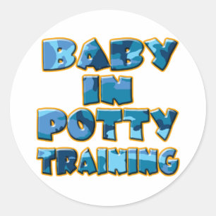 Baby in Potty Training (blue) Classic Round Sticker