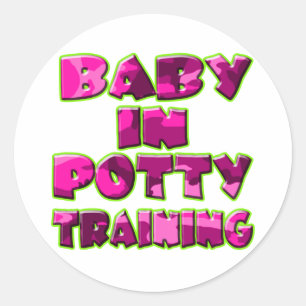 Baby In Potty Training (pink) Classic Round Sticker