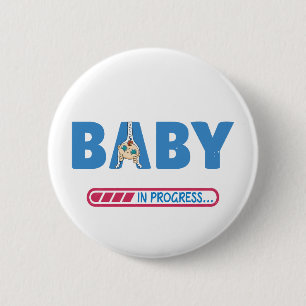 Baby in progress business card 6 cm round badge