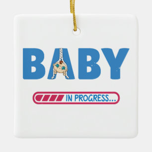 Baby in progress business card ceramic ornament