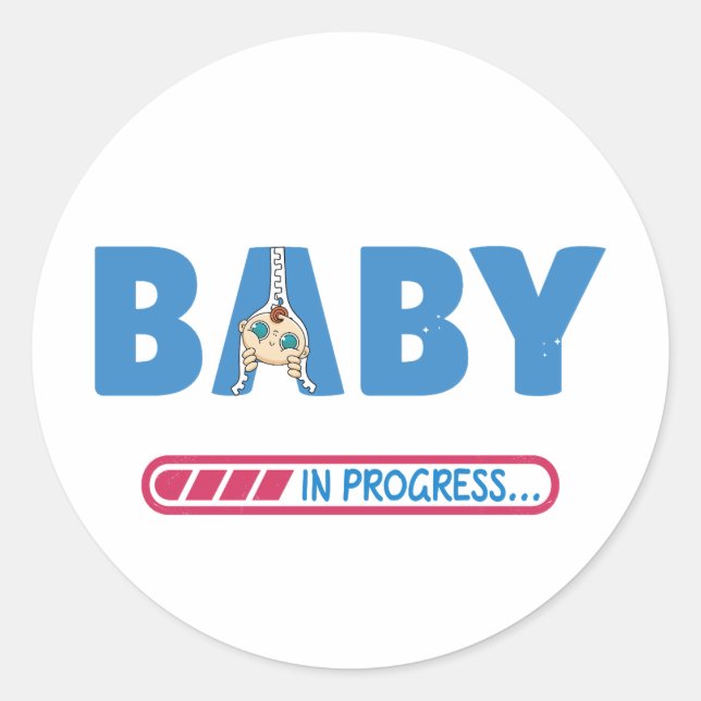 Baby in progress business card classic round sticker (Front)