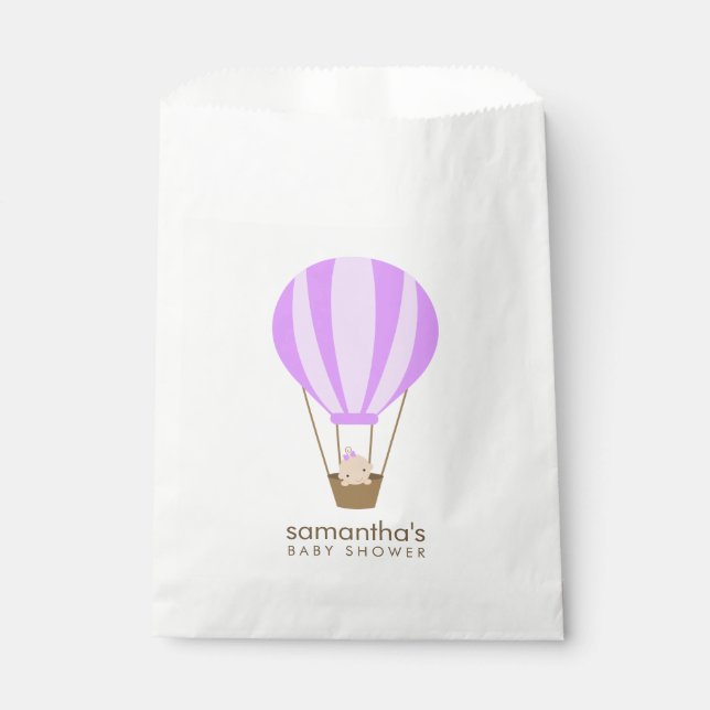 Baby in Purple Balloon Baby Shower Favour Bags (Front)