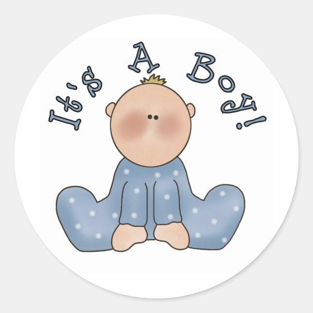 Baby in Sleeper It's a Boy Classic Round Sticker (Front)