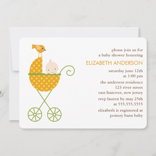 Baby in Stroller Autumn Baby Shower Invitation (Front)