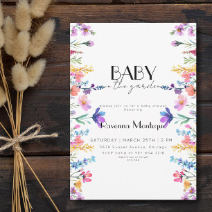 Baby in the Garden Boho Meadow Floral Baby Shower Invitation