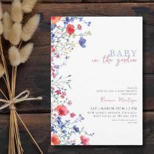 Baby in the Garden Chic Floral Boho Baby Shower Invitation