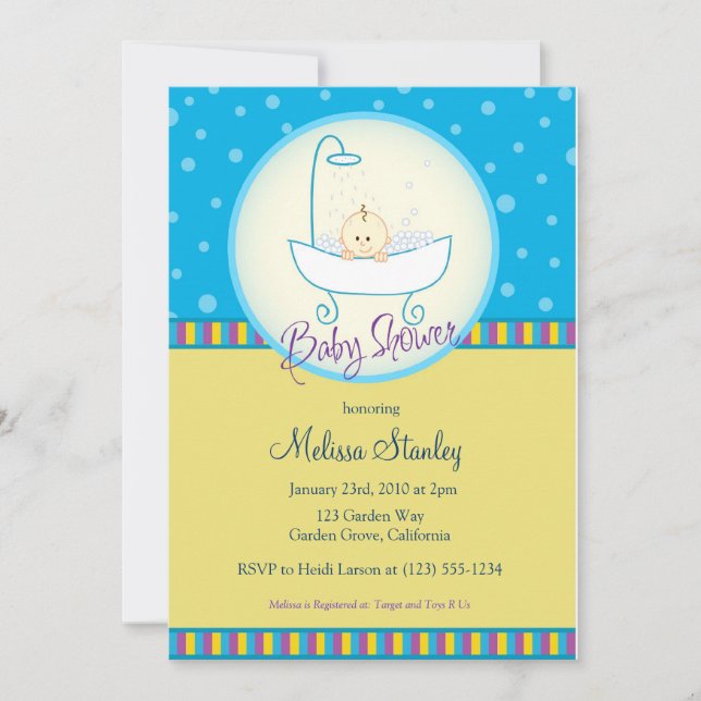 Baby In Tub Baby Shower Invitation (Front)